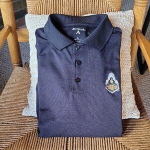 Antigua Black Polo with Purdue Emblem, size XL